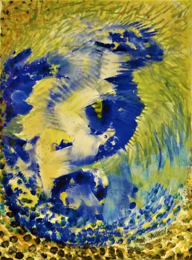 Mouton bleu Peinture intitulée "Mouton bleu" par Berthel, Œuvre d'art originale, Acrylique