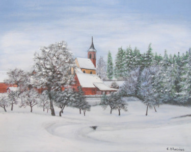Hohwiller sous la neige Peinture intitulée "Hohwiller sous la n…" par Claude Blaesius, Œuvre d'art originale, Acrylique