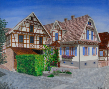 Painting titled "Hohwiller maison" by Claude Blaesius, Original Artwork, Acrylic