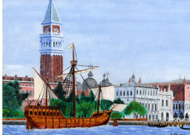 Schilderij getiteld "Venise" door Claude Blaesius, Origineel Kunstwerk, Acryl