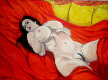 Painting titled "femme nue" by Claude Blaesius, Original Artwork, Acrylic