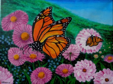 Painting titled "Papillons" by Claude Blaesius, Original Artwork, Acrylic