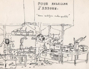 Drawing titled "emballer" by Claude Blaesius, Original Artwork, Ballpoint pen