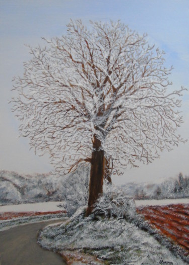 Painting titled "Première neige" by Claude Blaesius, Original Artwork, Acrylic