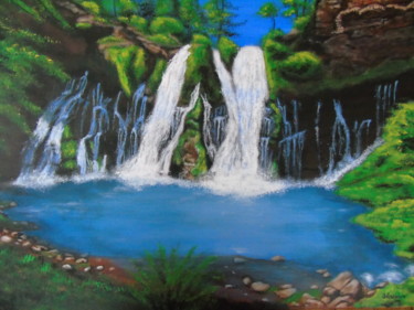 Painting titled "Chute d'eau" by Claude Blaesius, Original Artwork, Acrylic