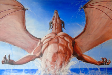 Painting titled "Éveil du Dragon" by Claude Blaesius, Original Artwork, Acrylic