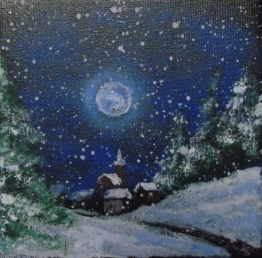 Peinture intitulée "Village hiver" par Claude Blaesius, Œuvre d'art originale, Acrylique