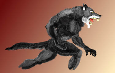 Digitale Kunst mit dem Titel "Lycanthrope" von Claude Blaesius, Original-Kunstwerk, Digitale Malerei