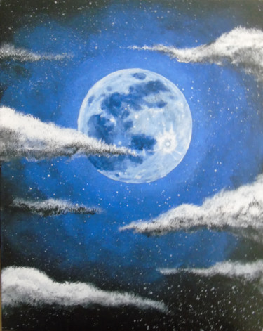 Painting titled "Lune 2" by Claude Blaesius, Original Artwork, Acrylic