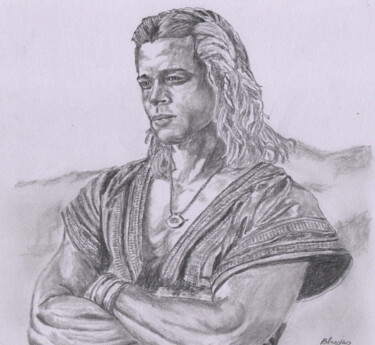 "Brad Pitt  (Achille)" başlıklı Resim Claude Blaesius tarafından, Orijinal sanat, Kalem