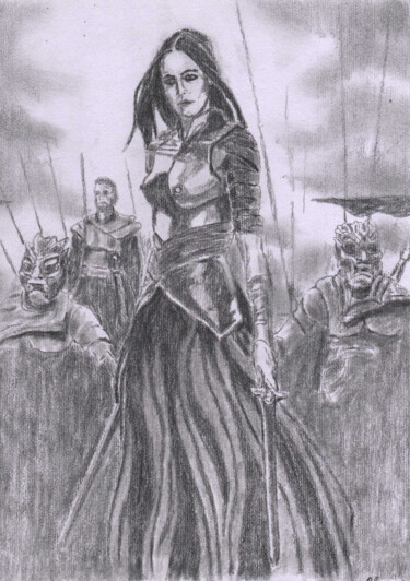 Drawing titled "Artémise(Eva Green)" by Claude Blaesius, Original Artwork, Pencil