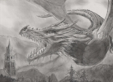Dessin intitulée "Dragon age" par Claude Blaesius, Œuvre d'art originale, Crayon
