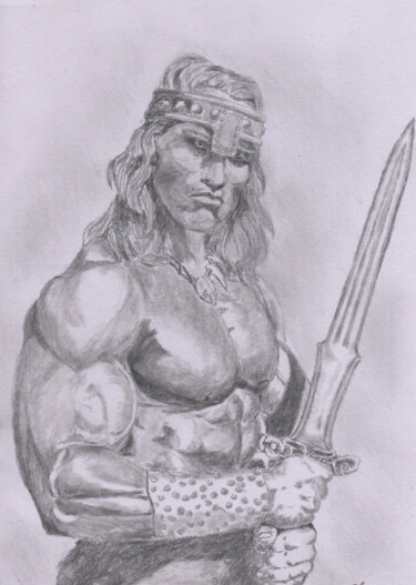 Dibujo titulada "Conan (Arnold Schwa…" por Claude Blaesius, Obra de arte original, Lápiz