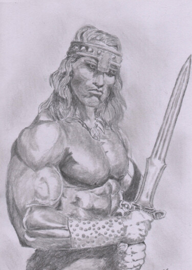 Dessin intitulée "Conan (Arnold Schwa…" par Claude Blaesius, Œuvre d'art originale, Crayon