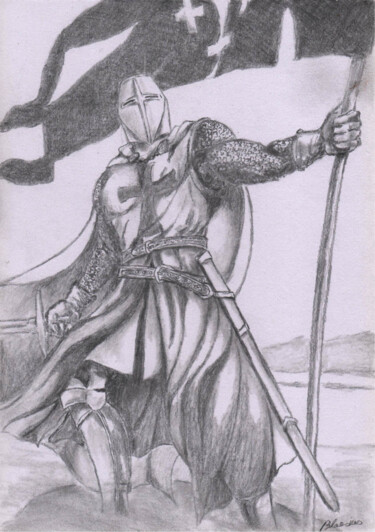 Drawing titled "Croisade" by Claude Blaesius, Original Artwork, Pencil