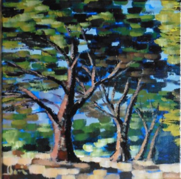 Peinture intitulée "Les grands pins" par Claude Bonnin, Œuvre d'art originale, Acrylique