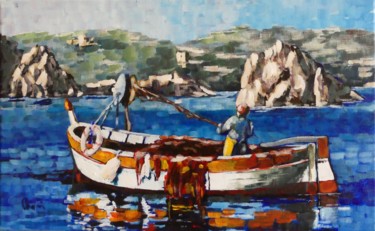 Peinture intitulée "La pêche à Porquero…" par Claude Bonnin, Œuvre d'art originale, Acrylique