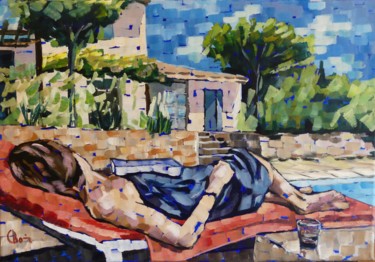 Malarstwo zatytułowany „La Sieste” autorstwa Claude Bonnin, Oryginalna praca, Akryl