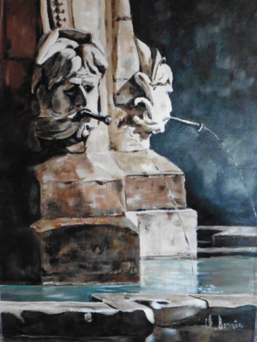 Painting titled "Fontaine à Aix en P…" by Claude Bonnin, Original Artwork