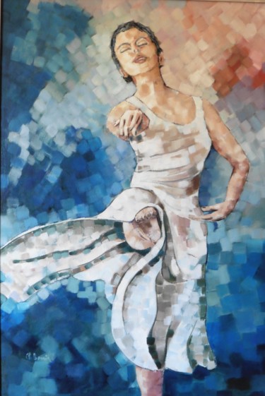 Schilderij getiteld "Danseuse pieds nus" door Claude Bonnin, Origineel Kunstwerk, Acryl