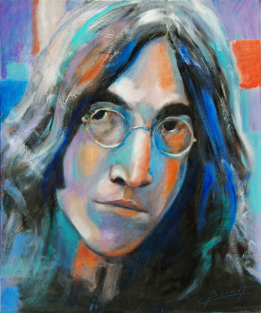 Peinture intitulée "John Lennon" par Claude Bordat, Œuvre d'art originale, Huile Monté sur Châssis en bois