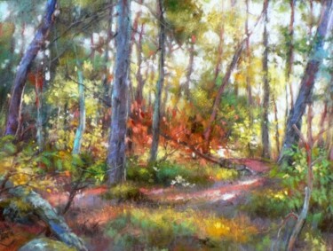 Painting titled "PROMENADE EN FORET" by Claude Carvin, Original Artwork