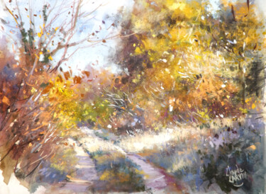 Painting titled "chemin-ensoleille.j…" by Claude Carvin, Original Artwork, Pastel