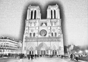Arts numériques intitulée "Notre Dame de Paris" par Claude Conte, Œuvre d'art originale, Peinture numérique