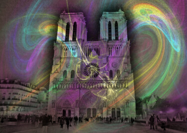 Digitale Kunst mit dem Titel "Notre Dame de Paris" von Claude Conte, Original-Kunstwerk, Digitale Malerei