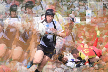 Arte digitale intitolato "action-de-rugby" da Claude Conte, Opera d'arte originale, Pittura digitale