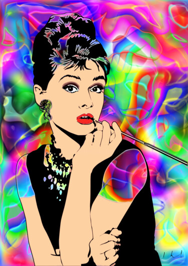 Grafika cyfrowa / sztuka generowana cyfrowo zatytułowany „Audrey Hepburn 2” autorstwa Claude Conte, Oryginalna praca, Malars…