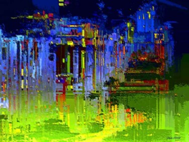 Arts numériques intitulée "Ville sur pilotis" par Claude Cossu, Œuvre d'art originale, Peinture numérique