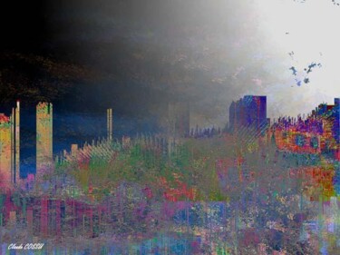 Arts numériques intitulée "Ville fleurie sous…" par Claude Cossu, Œuvre d'art originale, Peinture numérique