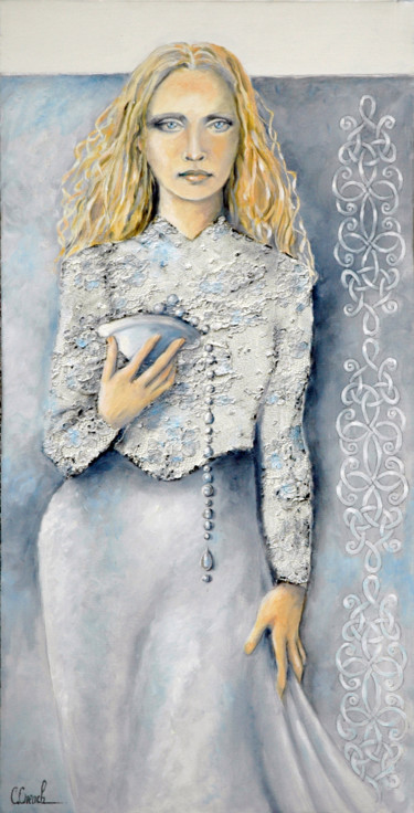 Peinture intitulée "La Fée Viviane" par Claude Creach, Œuvre d'art originale, Huile