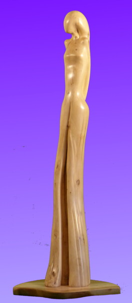 Sculpture intitulée "Fleur d'Âme" par Claude David, Œuvre d'art originale, Bois