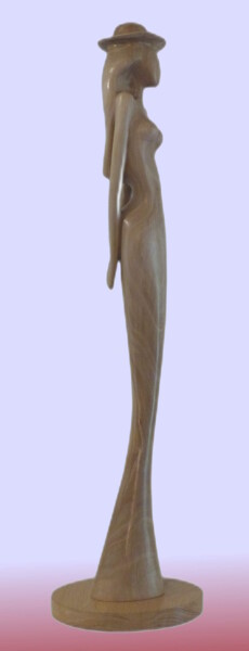 Sculptuur getiteld "Regard" door Claude David, Origineel Kunstwerk, Hout