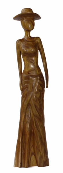 Skulptur mit dem Titel "Habillée de Nu" von Claude David, Original-Kunstwerk, Holz