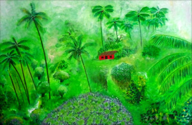 Malerei mit dem Titel "Avera, mon jardin II" von Claude De Jouvancourt, Original-Kunstwerk, Acryl