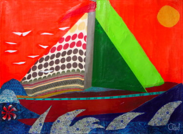 Colagens intitulada "Melting Boat" por Claude De Jouvancourt, Obras de arte originais, Colagens