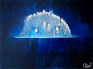 Painting titled "Explosion Océan" by Claude De Jouvancourt, Original Artwork, Acrylic Mounted on Wood Stretcher frame