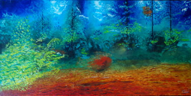Malerei mit dem Titel "Lisière d'une forêt…" von Claude De Jouvancourt, Original-Kunstwerk, Acryl