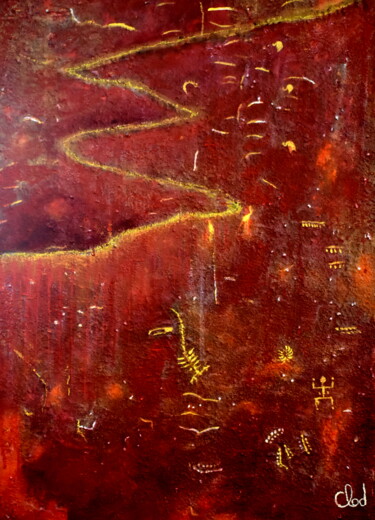 Pintura titulada "Sentier Rouge" por Claude De Jouvancourt, Obra de arte original, Acrílico