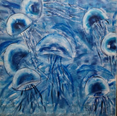 Peinture intitulée "Le rideau de méduses" par Claude Degret, Œuvre d'art originale, Acrylique