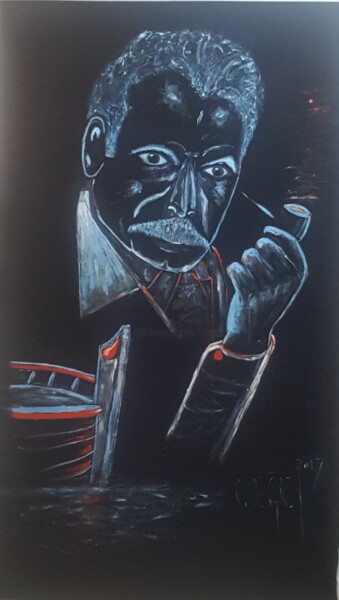 Malerei mit dem Titel "Georges Brassens" von Claude Degret, Original-Kunstwerk, Acryl