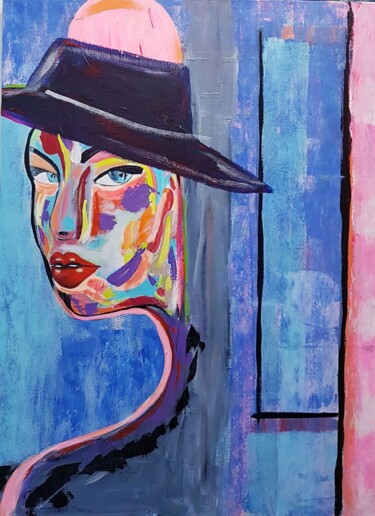 Peinture intitulée "la-femme-au-regard-…" par Claude Degret, Œuvre d'art originale, Acrylique
