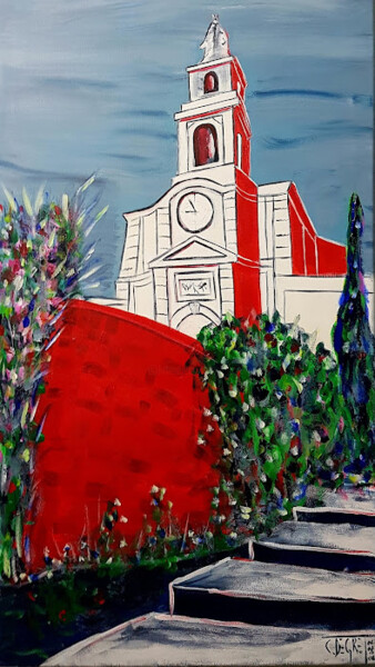 Malerei mit dem Titel "Eglise Saint Louis…" von Claude Degret, Original-Kunstwerk, Acryl