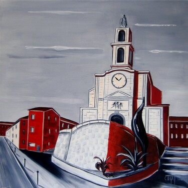 Peinture intitulée "Eglise Saint Louis…" par Claude Degret, Œuvre d'art originale