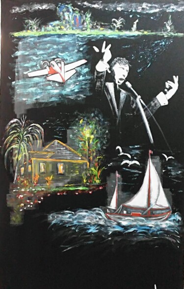 Malerei mit dem Titel "Jacques Brel le géa…" von Claude Degret, Original-Kunstwerk, Acryl