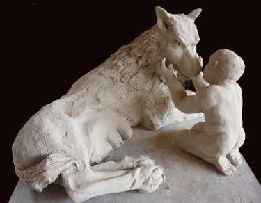 Sculpture titled "romulus" by Claude Demay, Original Artwork, Terra cotta
