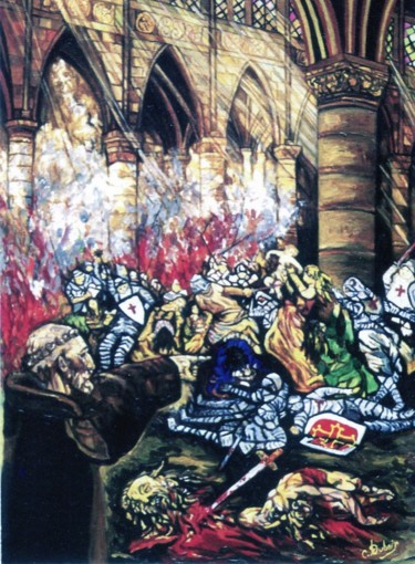 绘画 标题为“Beziers le massacre…” 由Claude Dubois, 原创艺术品